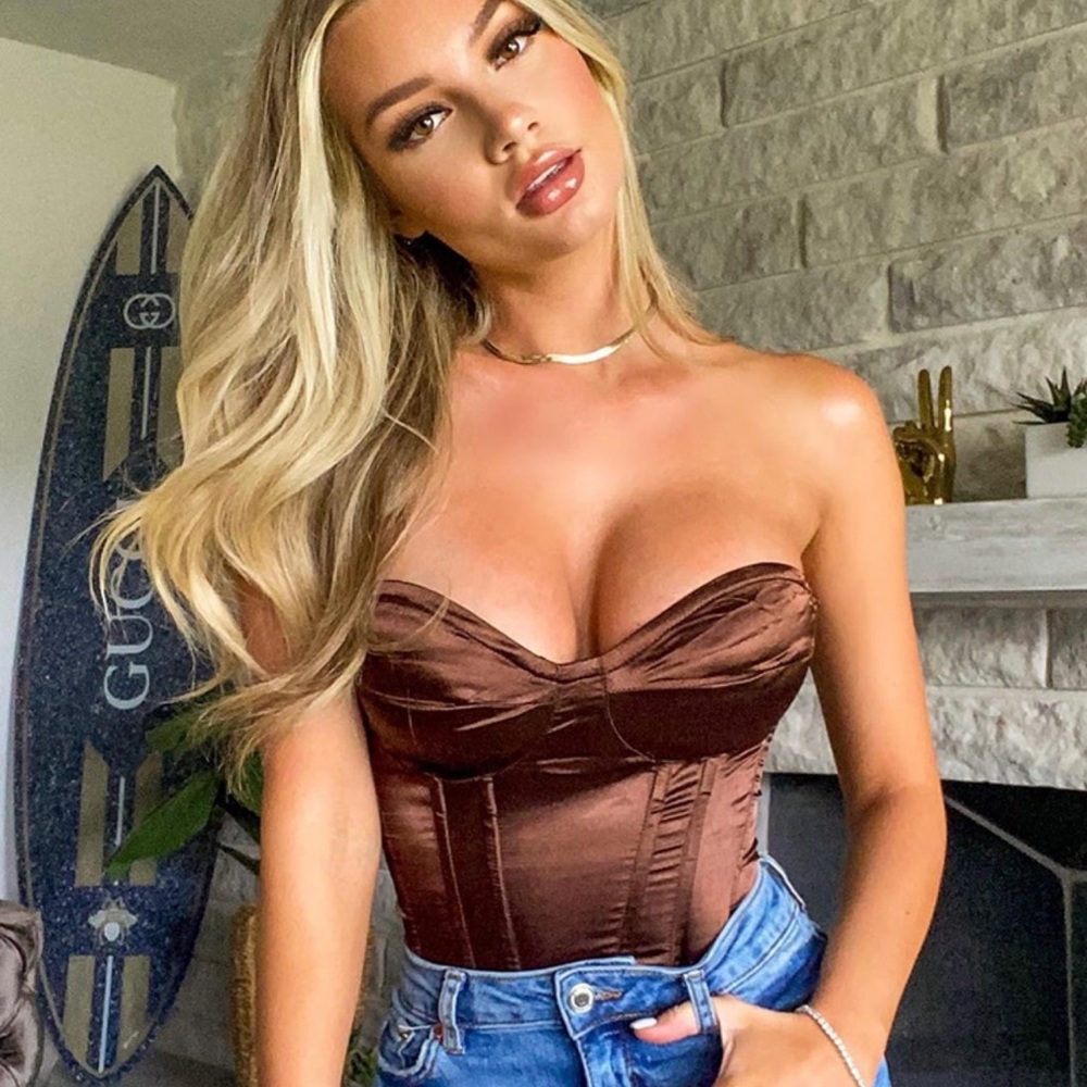 Chocolate satin corset top